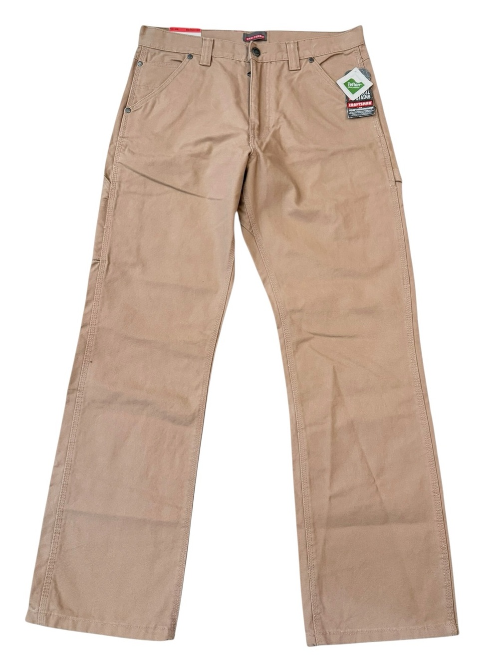 NWT Craftsman Duck Canvas Carpenter Work Pants Tan 34x34 Fits 34x32.5 Cotton